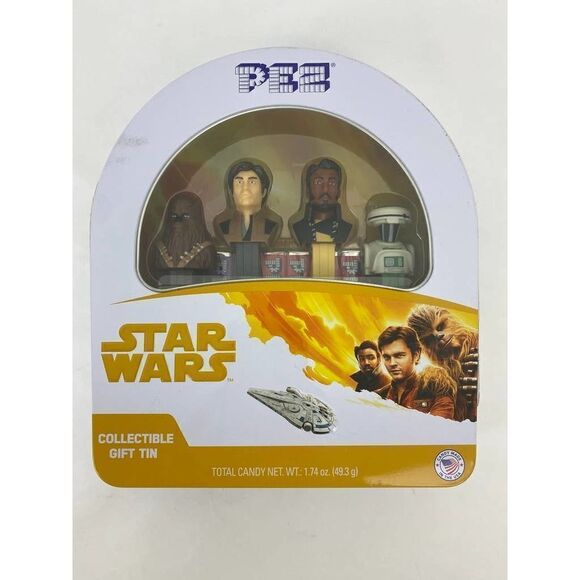 Retired 2018 Star Wars Han Solo Pez Gift Tin Lando Calrissian Droid Chewbacca - Picture 1 of 5